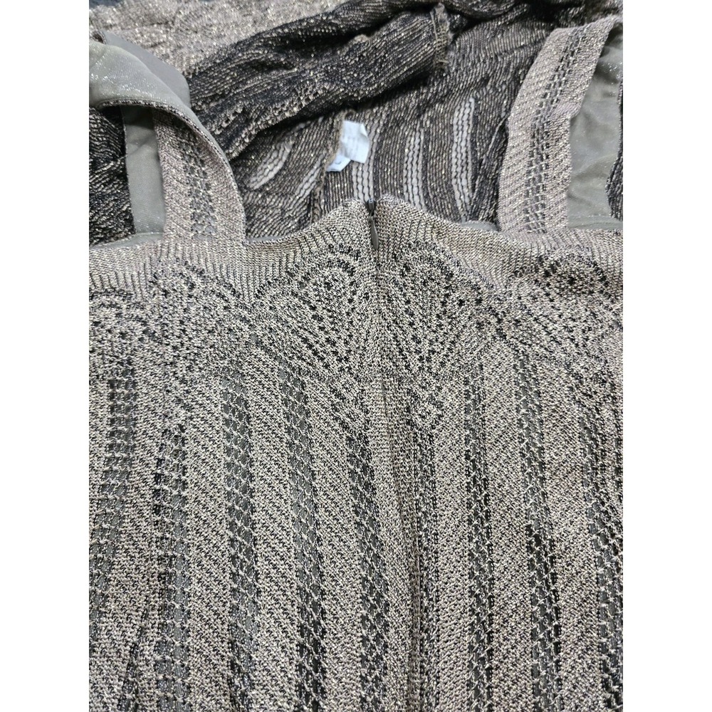 Damianou Womens 2-Piece Metallic Knit Dress & Cardigan Set Gold Black Size L - Picture 15 of 16